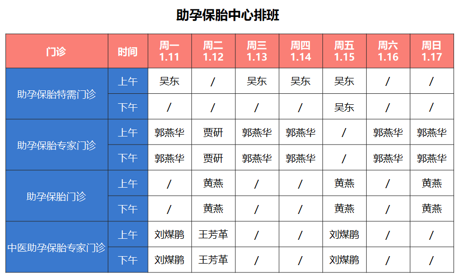 助孕保胎中心排班