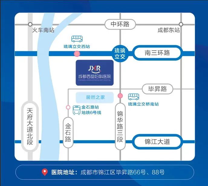 成都西囡妇科医院地理位置示意图